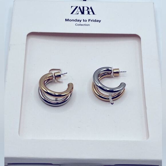 NWT- Zara two tone earrings - Picture 1 of 2